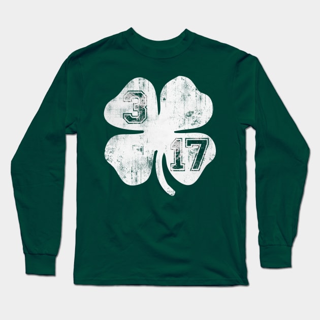 Vintage 3/17 St Patrick's Day Shamrock Long Sleeve T-Shirt by E